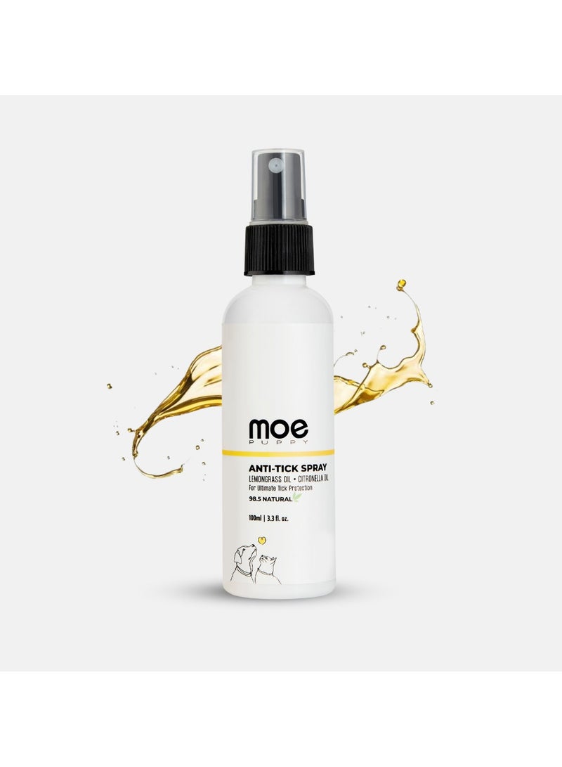 Moe Puppy Moe Anti Tick Spray for Dogs and Cats | Tick Repellant | Ticks and Fleas Remover for Dogs | Dog Ticks Remover | with Lemongrass, Citronella, Aloe Vera Extract |100 ml - Image 1