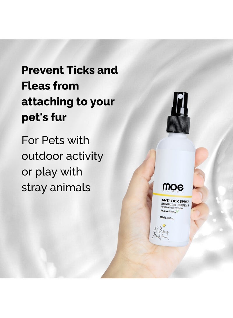 Moe Puppy Moe Anti Tick Spray for Dogs and Cats | Tick Repellant | Ticks and Fleas Remover for Dogs | Dog Ticks Remover | with Lemongrass, Citronella, Aloe Vera Extract |100 ml - Image 3