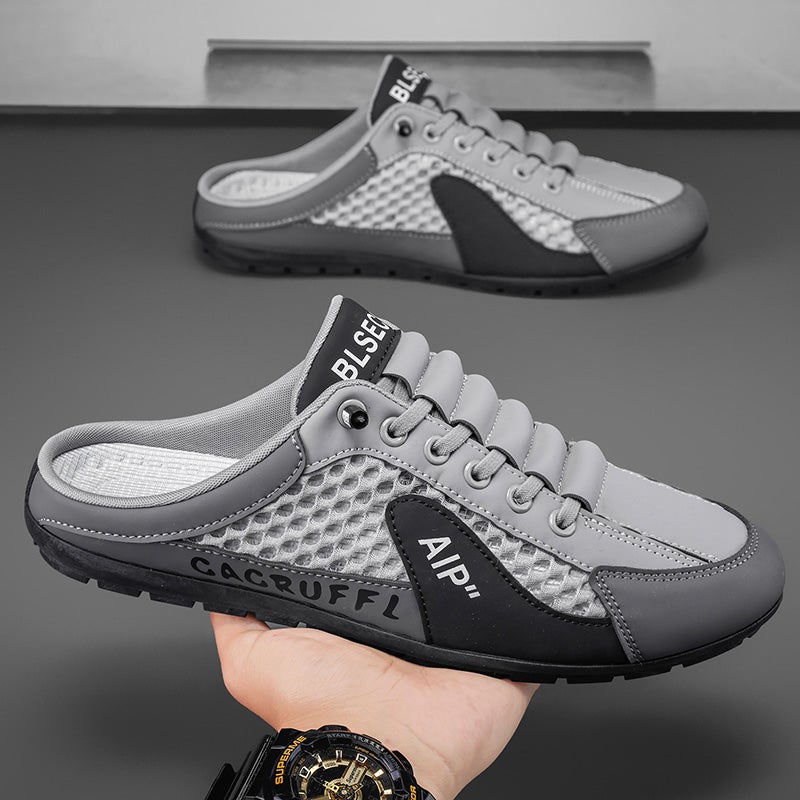 Toe-Toe Slippers For Men In Summer, Breathable Mesh, Lazy Slip-Ons, Half-Cup, Heelless Casual Beach Sandals - Image 4