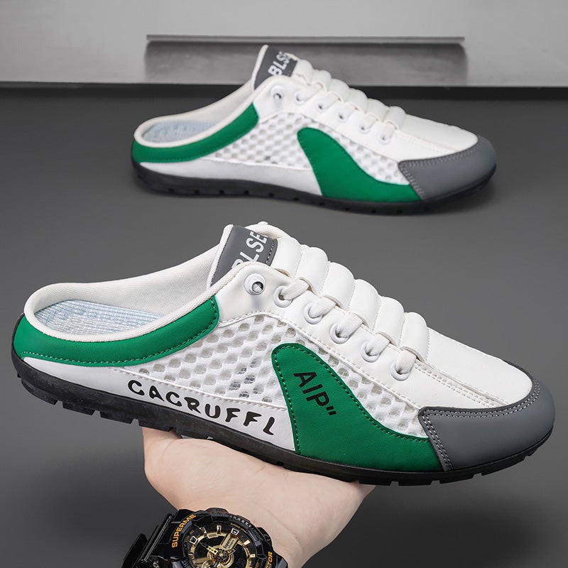 Toe-Toe Slippers For Men In Summer, Breathable Mesh, Lazy Slip-Ons, Half-Cup, Heelless Casual Beach Sandals - Image 5