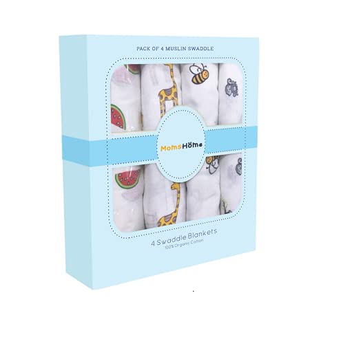 MOM'S HOME MOM'S HOME New Born Organic Cotton Gift Set - 0-1 Year-1 Quilted Quilt & Pack of 4 - Muslin, 1 Muslin Blanket, P3 Socks - Image 4