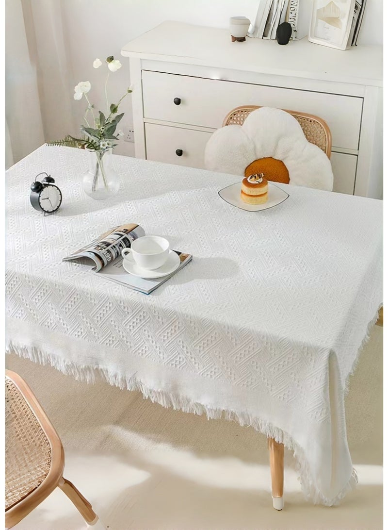 متجر الفرح مفرش طاولة صغير من الدانتيل مطرز بنمط ريفي عتيق، غطاء طاولة للمنزل والمطبخ وحفلات الزفاف الخارجية والداخلية، مقاس 130*180 سم - Image 3