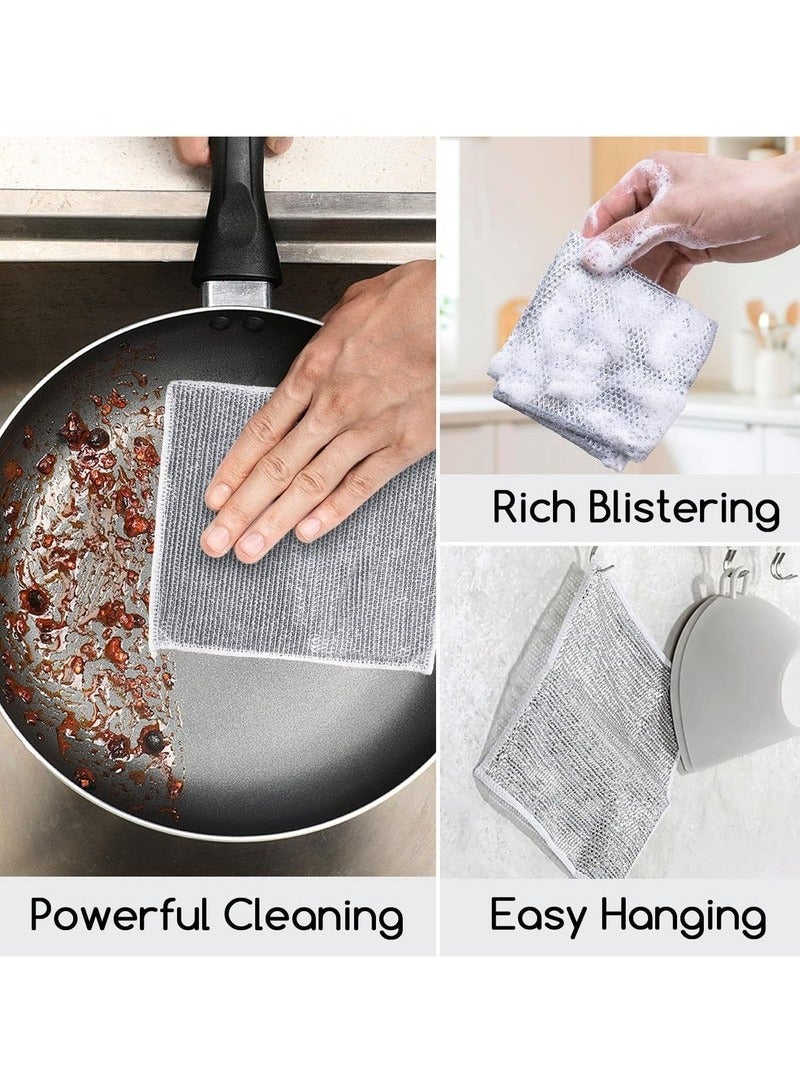 20 Pcs Silver Wire Dishcloth - Scratch-Free Kitchen Towels u0026 Cleaning Cloths for Sinks, Pots, Pans (Dishwashing Rags with Mesh) - Image 4