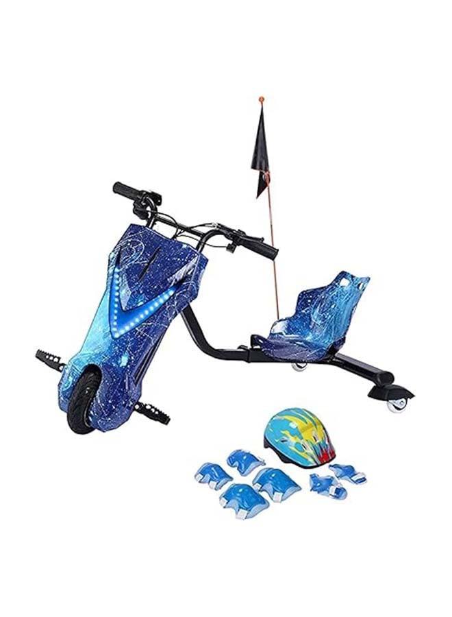 البدر سكوتر كهربائي دريفتنج بلون ازرق ومجموعة ملحقات مثل الخوذة المبطنة ووسادة واقية للركبة والمرفق، 36 فولت، Kd06(36V)، عدد العجلات: 2، بالغ - Image 1