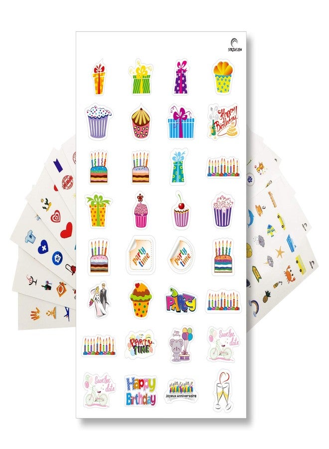STRIVE ZEN StriveZen Planner Stickers Pack - 512 Cute Stickers, 16 Sheets, Birthday, Self Expression, Doctor Appointment, Productivity, Holiday, Budget, Travel, Health, Daily Chores - Image 1