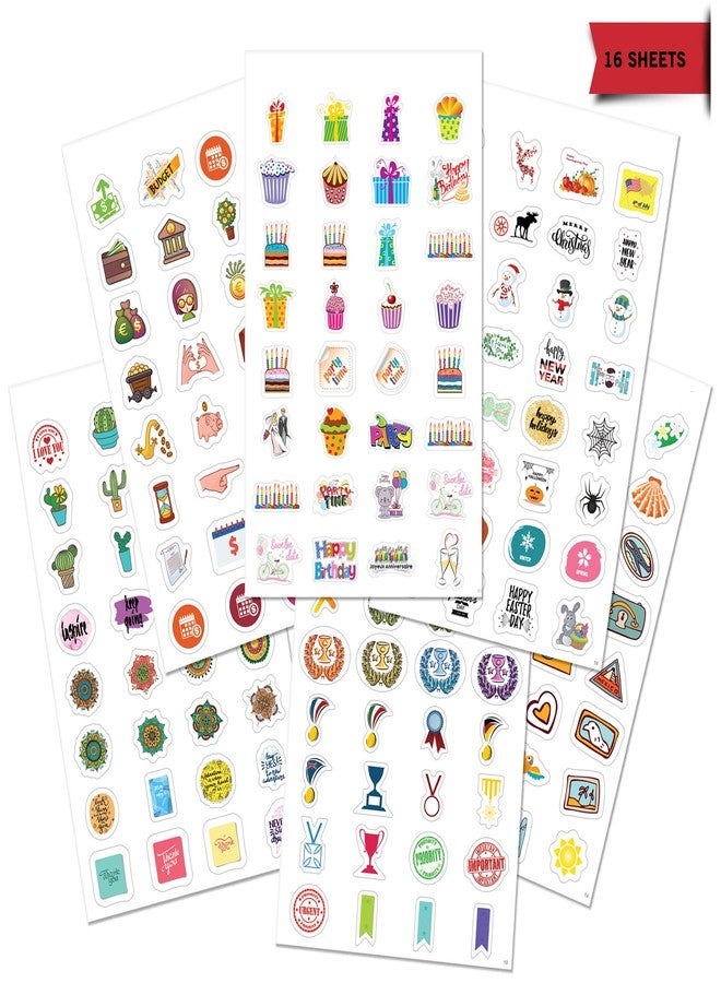 STRIVE ZEN StriveZen Planner Stickers Pack - 512 Cute Stickers, 16 Sheets, Birthday, Self Expression, Doctor Appointment, Productivity, Holiday, Budget, Travel, Health, Daily Chores - Image 5