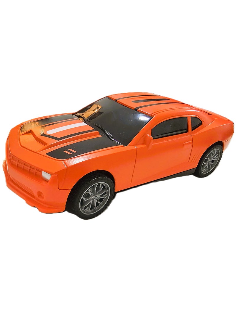 Tian Du 1:24 Scale Die-Cast Orange Sports Car Model With Black Racing Stripes - Collectible Toy Car - Image 1