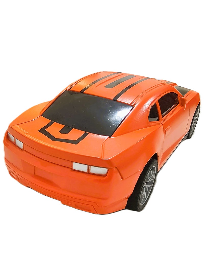 Tian Du 1:24 Scale Die-Cast Orange Sports Car Model With Black Racing Stripes - Collectible Toy Car - Image 2