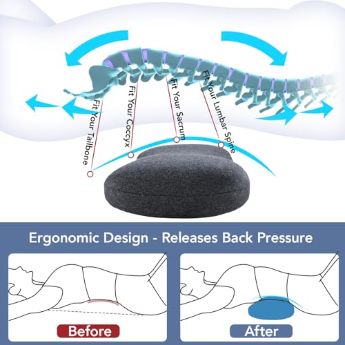 Hapiclody Lumbar Support Pillow for Sleeping Memory Foam Lumbar Pillow for Lower Back Pain Relief Back Support Pillow for SideBack and Stomach SleepersBed Wedge Bolster Pillow Bed Rest PillowGray - Image 3