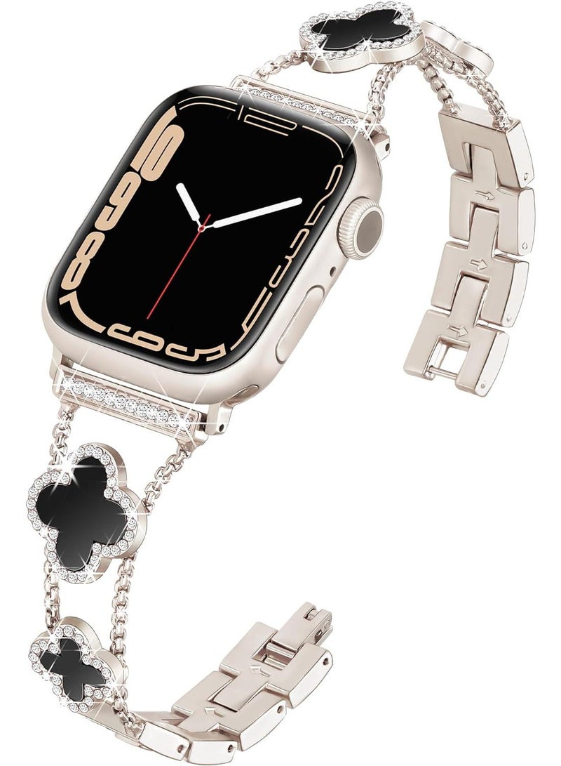 Y&D For Apple Watch 38/40/41MM Fashion Diamond Clover Metal Strap  - Image 5