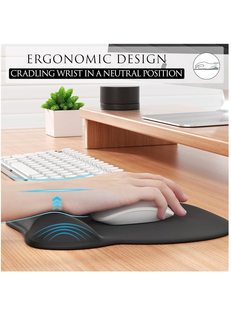 Ergonomic Mouse Pad with Gel Wrist Rest, Comfortable Mousepad with Smooth Wrist Support Surface and Non-Slip PU Base for Pain Relief, Computer, Laptop, Office & Home, 9.4 x 8.1 in, Black Color  - Image 2
