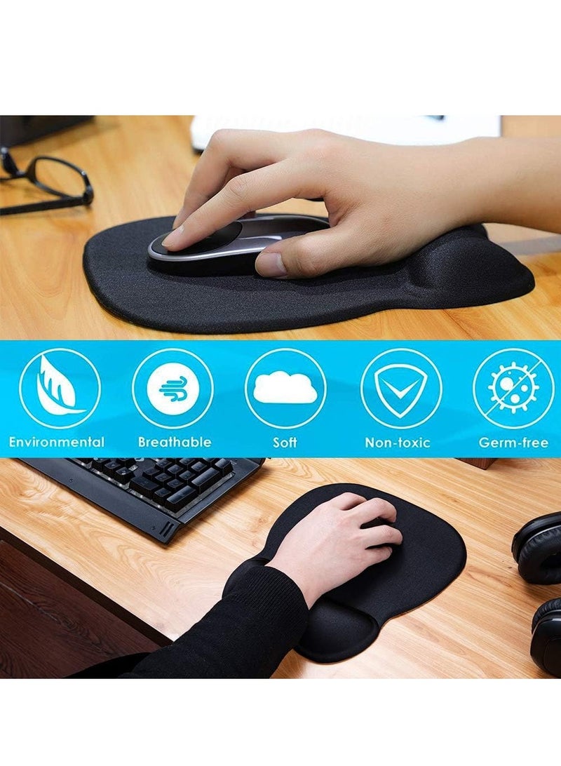 Ergonomic Mouse Pad with Gel Wrist Rest, Comfortable Mousepad with Smooth Wrist Support Surface and Non-Slip PU Base for Pain Relief, Computer, Laptop, Office & Home, 9.4 x 8.1 in, Black Color  - Image 3