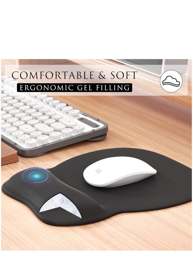 Ergonomic Mouse Pad with Gel Wrist Rest, Comfortable Mousepad with Smooth Wrist Support Surface and Non-Slip PU Base for Pain Relief, Computer, Laptop, Office & Home, 9.4 x 8.1 in, Black Color  - Image 5