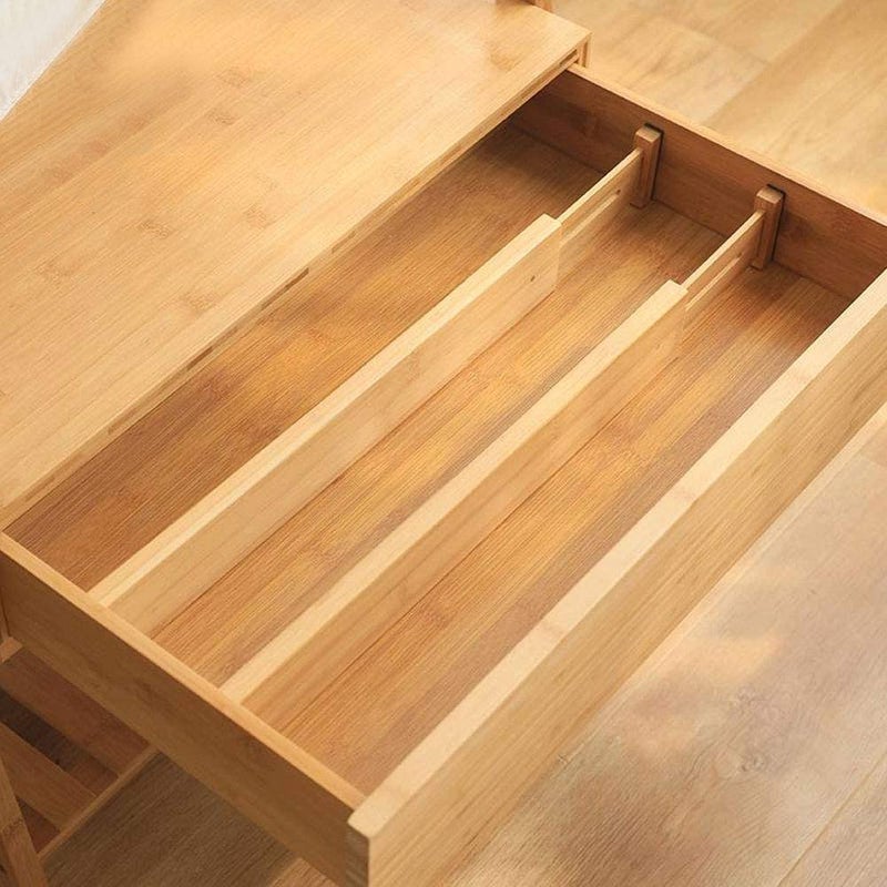 VAKTAVYA Bamboo Kitchen Drawer Dividers Adjustable Drawer Organizers325cm43cm Spring LoadedWorks in KitchenDresserBathroomBedroomBaby DrawerDesk PACK OF 2 - Image 5