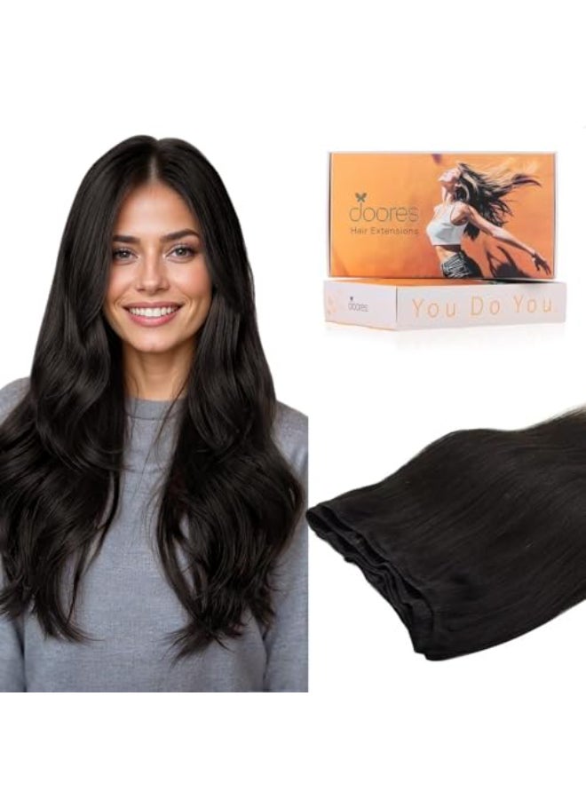 DOORES Hair Extensions Sew in Weft Natural Black 18 Inch 100g Straight Raw Bundles Full Head Long Straight - Image 1