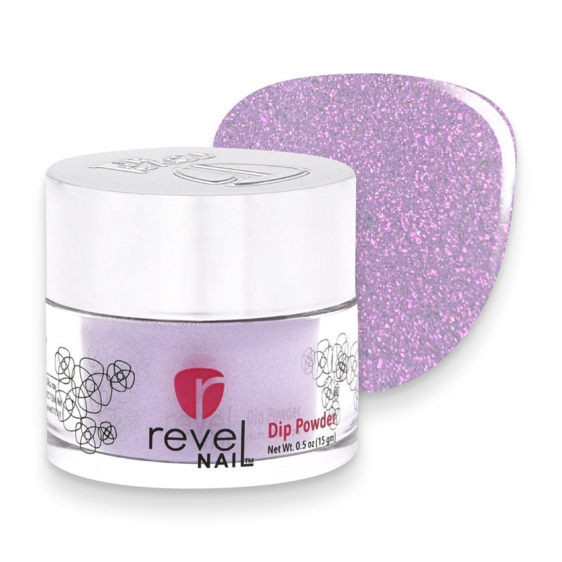 Revel Nail Dip Powder  Purple Glitter Dip Powder for Nails Chip Resistant Dip Nail Powder with Vitamin E and Calcium DIY Manicure Enchanted
