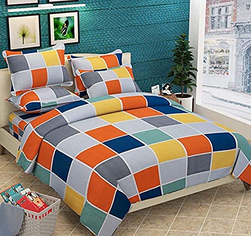 TIB 130 GSM Cotton Feel Polycotton Quilt Cover Blanket Cover Razai Duvet Cover for Double Size Duvets with Zip 90x 100 Rainbow - Image 1