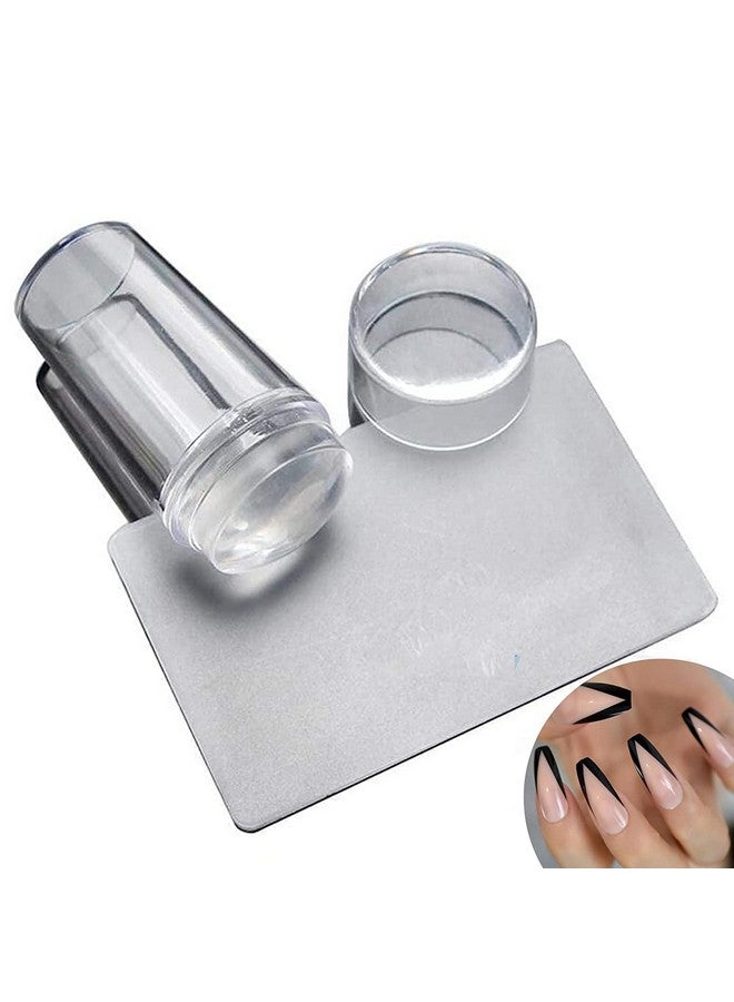 B-LADY Nail Stamping Head With A Lid Big Scraper Silicone Polish Printing Nail Art Stamp for Girl's (Transparent) (Pack Of 1) - Image 1