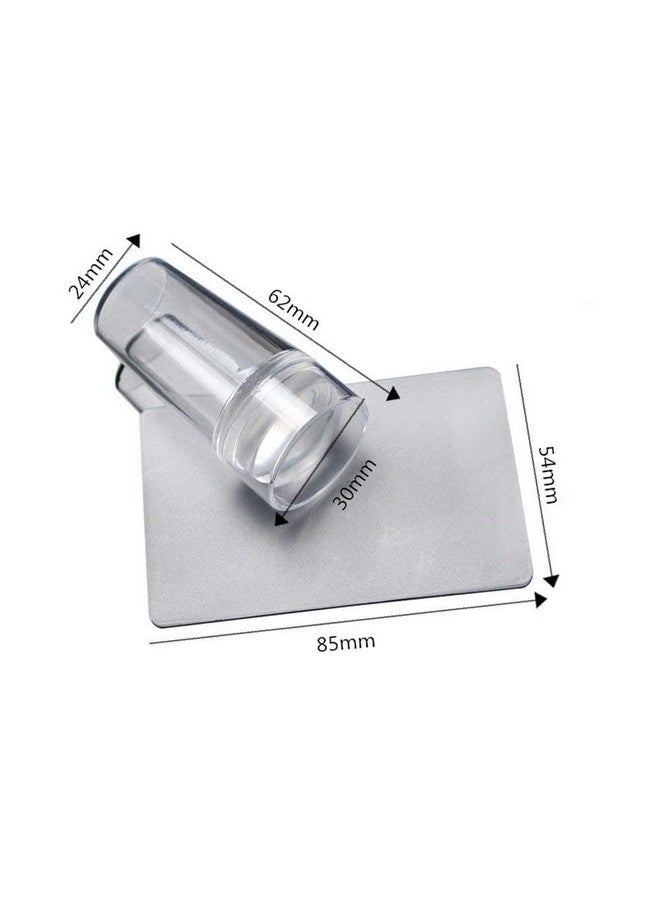 B-LADY Nail Stamping Head With A Lid Big Scraper Silicone Polish Printing Nail Art Stamp for Girl's (Transparent) (Pack Of 1) - Image 3