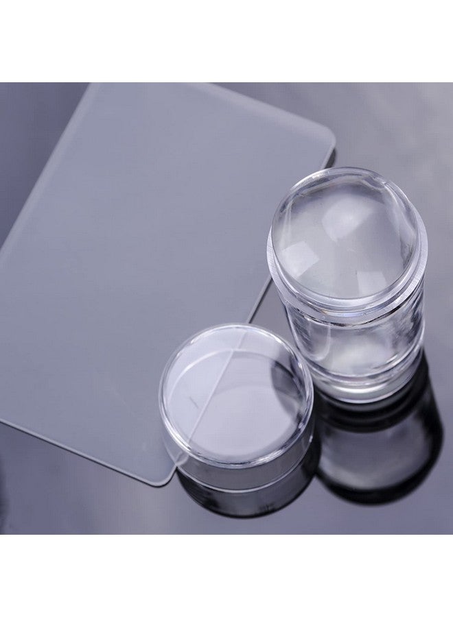 B-LADY Nail Stamping Head With A Lid Big Scraper Silicone Polish Printing Nail Art Stamp for Girl's (Transparent) (Pack Of 1) - Image 2