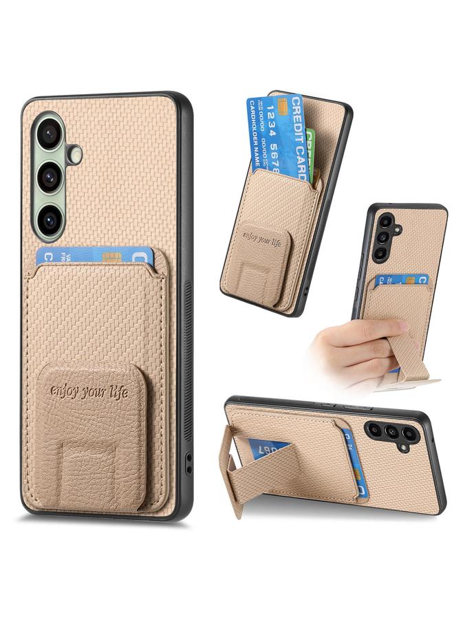 S-TOP Case For Samsung Galaxy A56 5G Carbon Fiber Card Bag Fold Stand Phone Case - Image 1