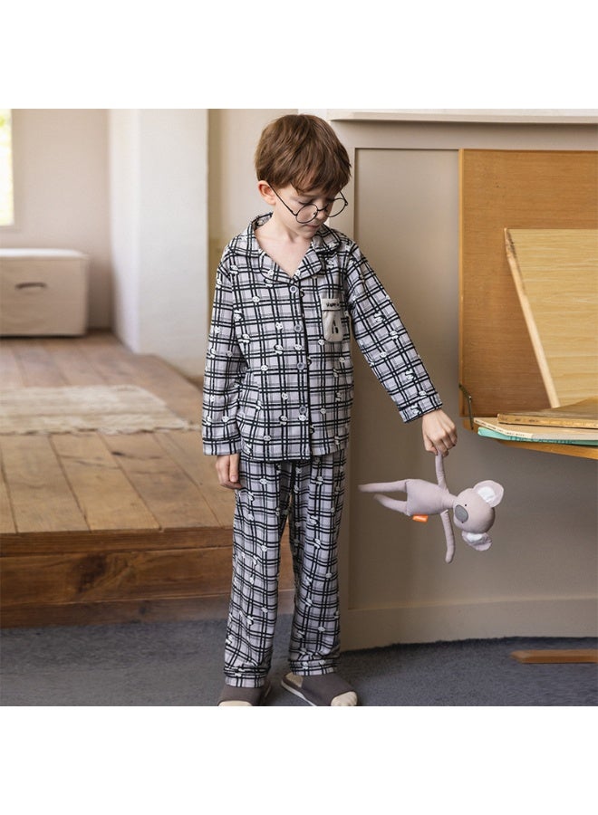 Spring Autumn Children Family Pajamas Collar Top+CasualPants Brothers and Sisters Home Wear Nightgown - Image 1