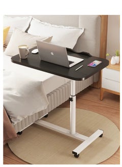 PENG GENERAL Mobile Over Bed Table with Wheels Adjustable Over Bed Table Standing Desk Cart Black 55x32cm  - Image 1