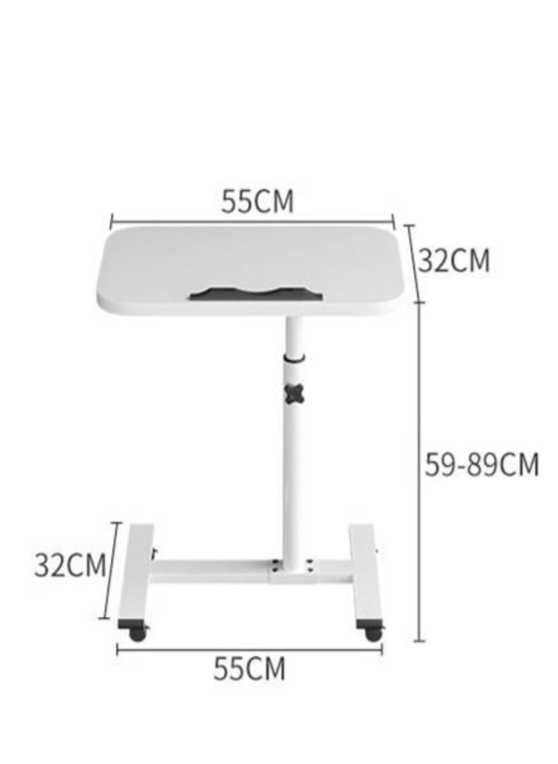 PENG GENERAL - Mobile Over Bed Table with Wheels Adjustable Over Bed Table Standing Desk Cart Black 55x32cm - Image 1