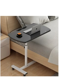 PENG GENERAL Mobile Over Bed Table with Wheels Adjustable Over Bed Table Standing Desk Cart Black 55x32cm  - Image 2
