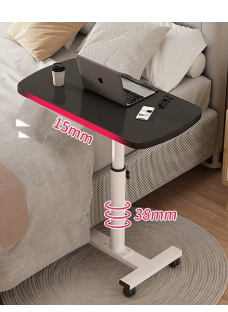 PENG GENERAL - Mobile Over Bed Table with Wheels Adjustable Over Bed Table Standing Desk Cart Black 55x32cm - Image 1
