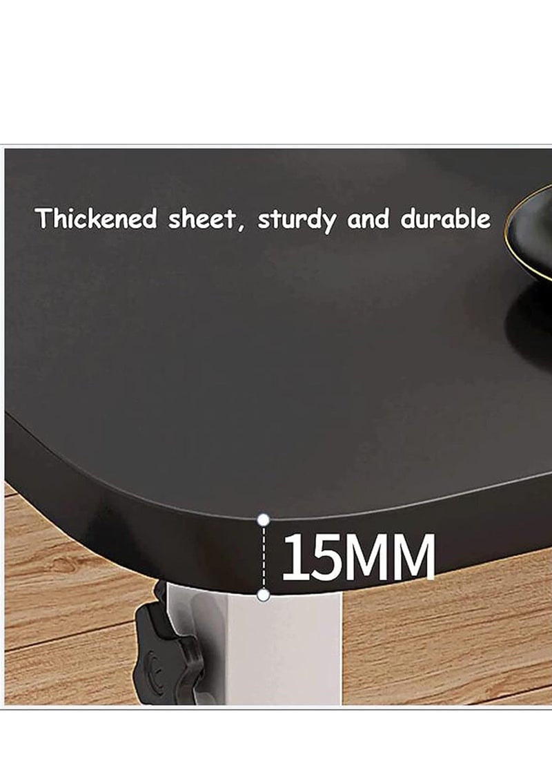 PENG GENERAL - Mobile Over Bed Table with Wheels Adjustable Over Bed Table Standing Desk Cart Black 55x32cm - Image 1