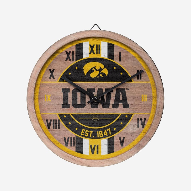 NCAA Wooden Barrel Wall Clock