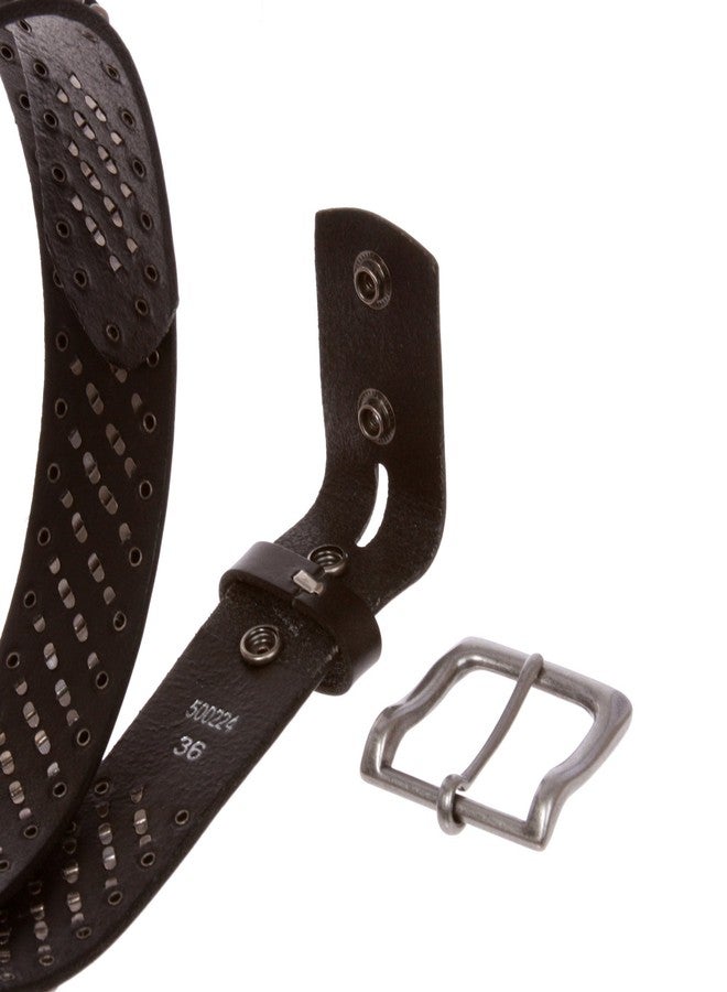 Beltiscool 1 1/2" Unisex Snap On Nail Heads Punk Rock Star Studded Solid Leather Belt, Black | 42" - Image 3