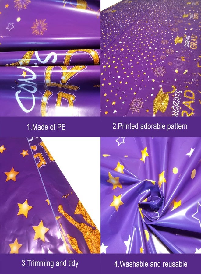 KatchOn, Purple and Gold Graduation Tablecloth - XtraLarge 108x54 Inch, Pack of 3 | Congrats Grad Tablecloth for Graduation Decorations 2026, Purple and Gold 2026 Graduations Party Decorations - Image 5