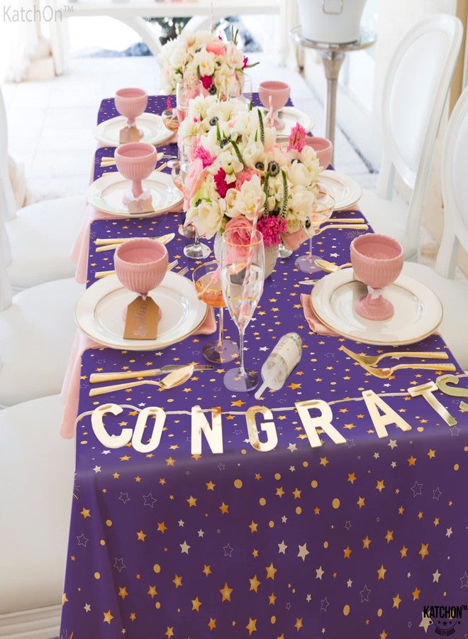 KatchOn, Purple and Gold Graduation Tablecloth - XtraLarge 108x54 Inch, Pack of 3 | Congrats Grad Tablecloth for Graduation Decorations 2026, Purple and Gold 2026 Graduations Party Decorations - Image 3