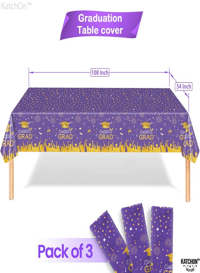 KatchOn, Purple and Gold Graduation Tablecloth - XtraLarge 108x54 Inch, Pack of 3 | Congrats Grad Tablecloth for Graduation Decorations 2026, Purple and Gold 2026 Graduations Party Decorations - Image 4