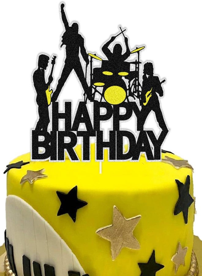ChoJoy Rock and Roll Cake Toppers Rock Music Birthday Decoration with Band for Rock and Roll Themed Birthday Party - Image 1