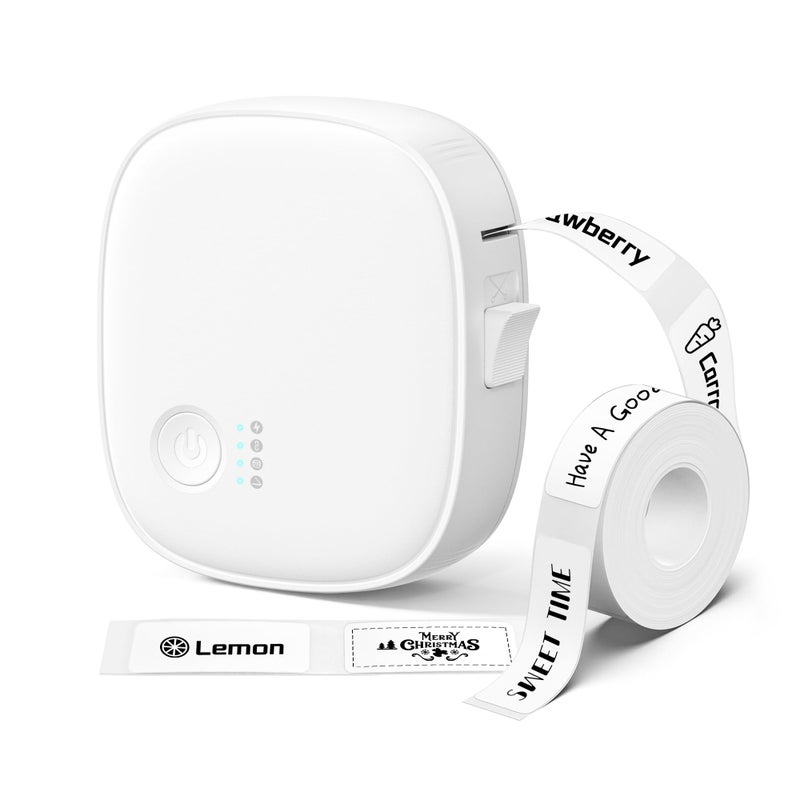XenGro Mini Label Maker Machine with Tape AH-P05, Portable Bluetooth Mini Label Printer, Wireless Thermal Label Maker, Waterproof & Rechargeable, Built-in Cutter, for Home, Office, Kitchen â€“ White - Image 1