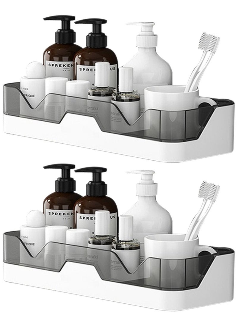HomarKet Shower Caddy Adhesive Shower Shelf for Bathroom 2 Pack: Premium Bathroom Wall Organizer - No Drilling Shower Organizer - Adhesive Kitchen Storage Rustproof Storage Rack for Bathroom  - Image 1