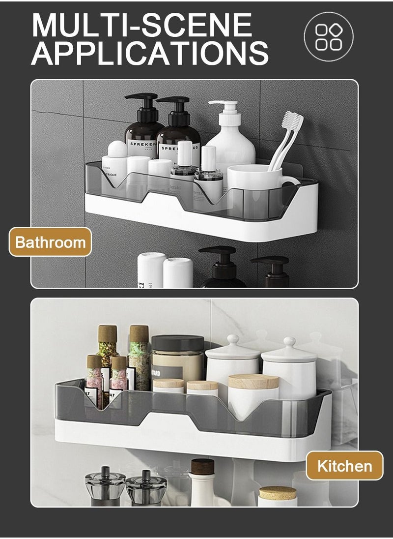 HomarKet Shower Caddy Adhesive Shower Shelf for Bathroom 2 Pack: Premium Bathroom Wall Organizer - No Drilling Shower Organizer - Adhesive Kitchen Storage Rustproof Storage Rack for Bathroom  - Image 2