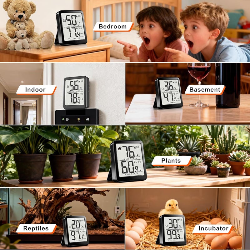 Antonki Room Thermometer Small Hygrometer Indoor, Home Humidity Gauge, Digital Temperature and Humidity Monitor, Humidity Sensor Meter for Bedroom, Baby Room, Reptile, Plants - 2 Pack - Image 4