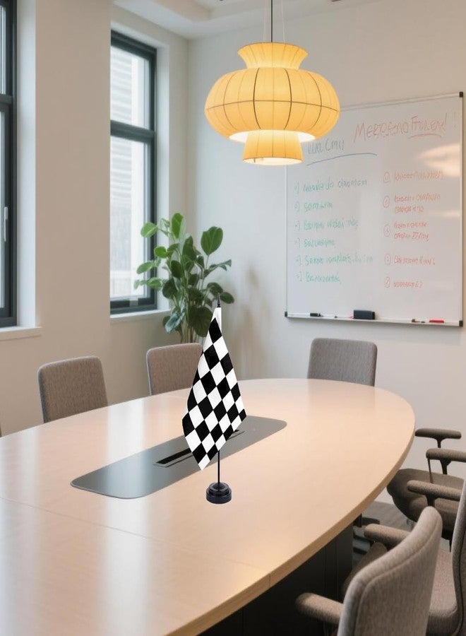 JBSJBS Black and White Checkered Desk Flag 12" Solid Pole Deluxe Set Racing Flags Banner Mini Small Checkered Office Table Flags with Black Stand Base Desktop Decorations(2Pack) - Image 5