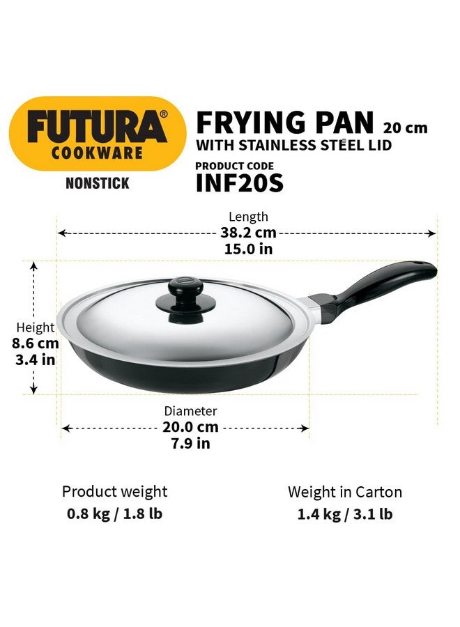 Hawkins Futura 20cm Nonstick Frying Pan, 3.05 Mm Thick With Ss Lid Induction Compatible, Black (INF20S) - Image 3