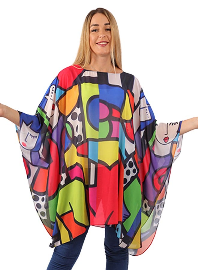 Zmurud "Chiffon Poncho - Printed " 