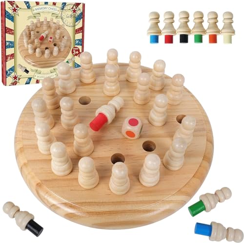 Gothink Wooden Memory Chess Matching Game 75 Inch Wooden Memory Match Stick Chess Board Game Educational Games for Kids Montessori Preschool Toy for Toddler Birthday Gift - Image 1