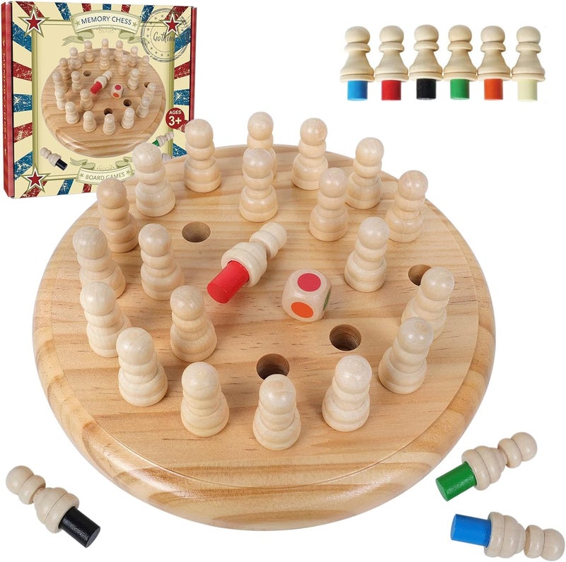 Gothink Wooden Memory Chess Matching Game 75 Inch Wooden Memory Match Stick Chess Board Game Educational Games for Kids Montessori Preschool Toy for Toddler Birthday Gift - Image 3