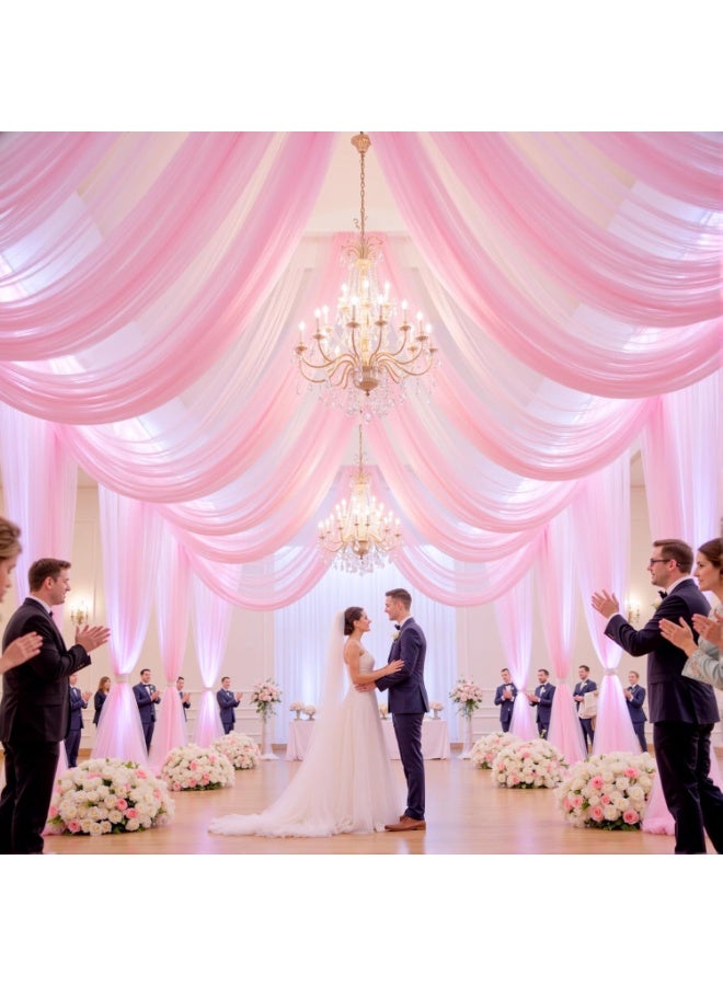 RATSAW 75 x 600 CM Wedding Arch Draping Sheer Fabric for Ceremony Party Reception Decorations Pink - Image 3