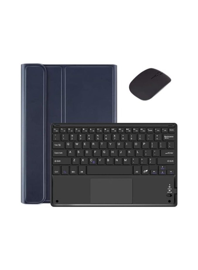 Arabic and English Bluetooth Keyboard Cover with Wireless Mouse for Galaxy Tab S8 Plus  S7 FE 12.4 inch, Protective Leather Case, Removable Touchpad - Image 1