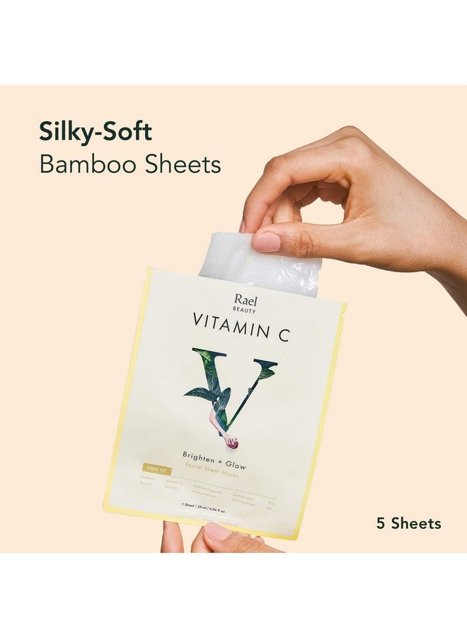 Rael Face Mask Skin Care Vitamin C Face Masks Bamboo Facial Sheet Mask With Brightening Vitamin C Serum For Face With And Fruit Extracts All Skin Types (Vitamin C 5 Sheets)  - Image 3