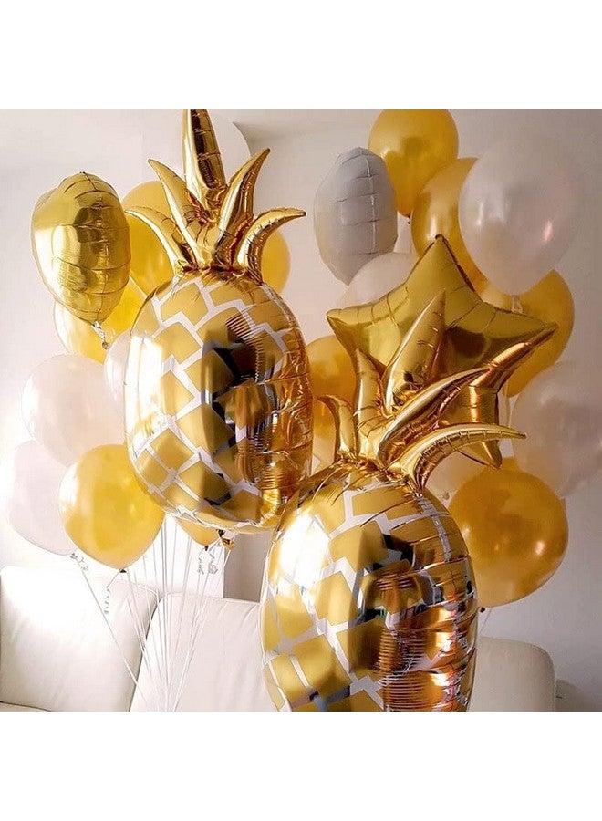 Atpata Funky Fruit Theme Golden Pineapple Happy Birthday Foil Balloons 7pcs. Set for Summer Birthday Party Decoration - Image 4